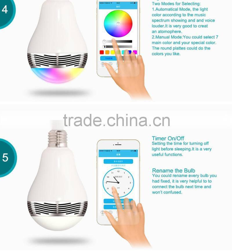 Android Iphone Compatible Smart Bulb Bluetooth Audio Speakers 3W E27 LED RGB Music Bulb colorful bluetooth smart led light bulb