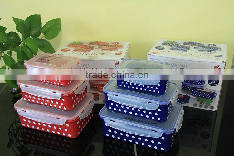PP Food Grade Round shape Storage Container Set BPA Free Polka dot food container lunch box set of 4