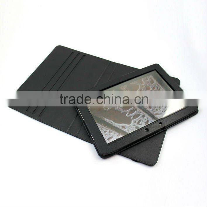 2014 Hot sale BLACK Leather Folio Cover for Asus TF201 10.1inch, Folio Smart Cover, Leather Case