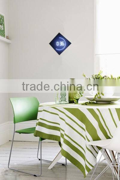 Electric Blue LED Digital Wall Clock with Aluminum Alloy Frame