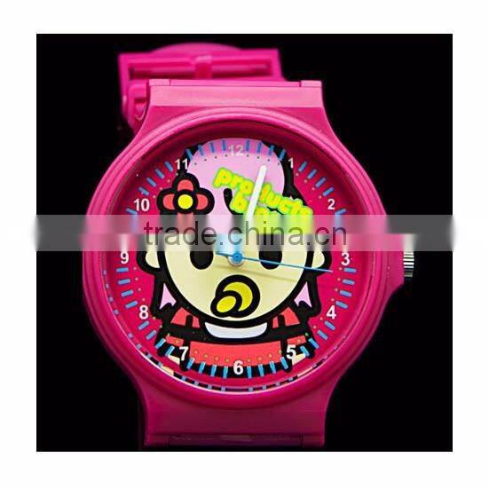 2016 Hot Sell Products Bros Baby Rinne Women Waterproof PVC Band Rubber Wrist Pink Watch