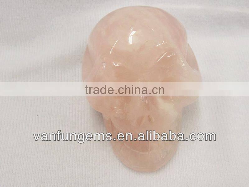 Wholesale Natural Pink Crystal Carving Skull