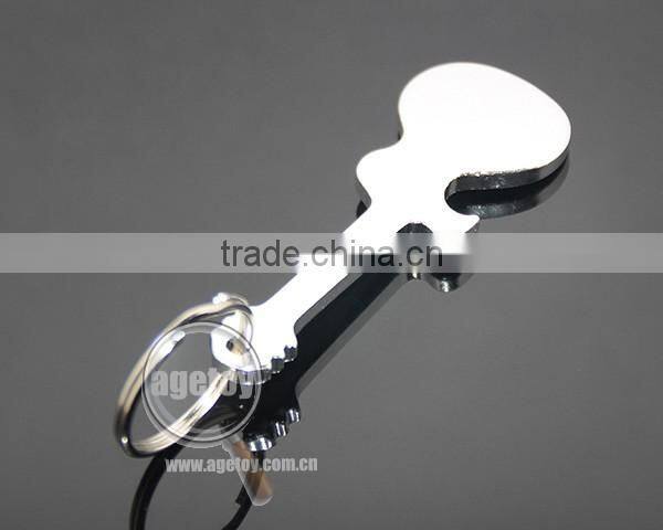 Anodizing Aluminum Guitar Shaped Pocket Creative Gift Metal Guitar Keychain Bottle Opener