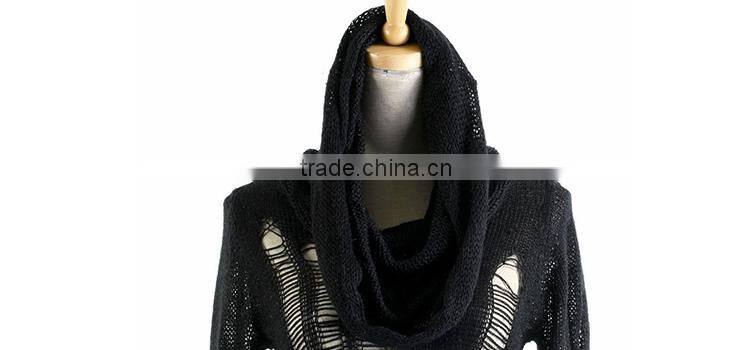 M-012 Wholesale Fashion Gothic Fuzzy Broken Mesh Sweaters Knitting Patterns