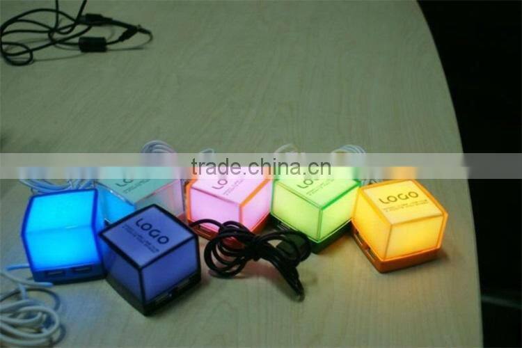 Promotional gift Mini Cube Colorful LED USB HUB for Computer