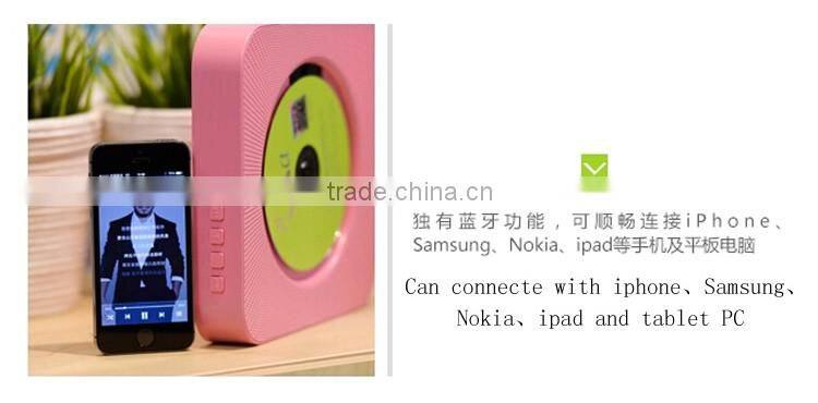 shenzhen hot selling portable wall-mounted bluetooth CD mp3 player with FM/USB/AUX