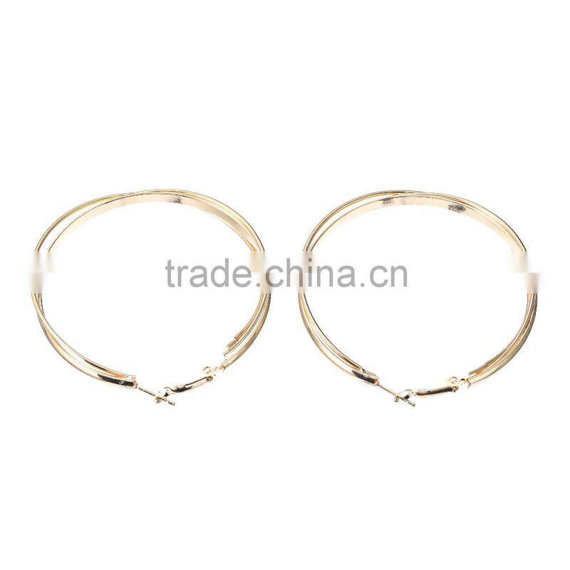 Fashion & Cheap Jewelry South Africa style gold plating two circles crossed effect shiny large rope hoop earrings