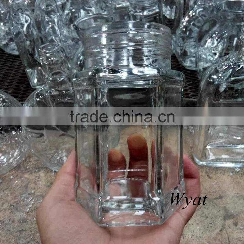 wholesale hexagonal shape glass honey jars manufacturer