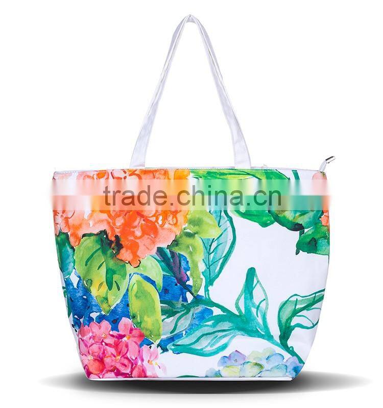 New Arrival Vintage Floral Printed Handbags Simple Style Female Canvas Beach Bag Fashion Women Single Shopping Shoulder Bags