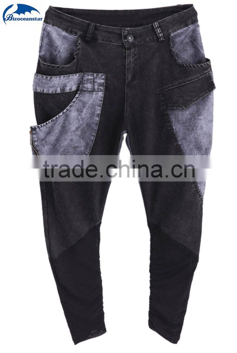 Women Punk Rock Loose Jeans Capri Pants Washed Hip-hop Denim Harem Cropped-pants