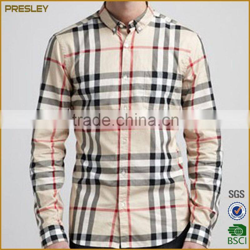 Wholesale fashion long sleeve designer check plaid button down shirts for men