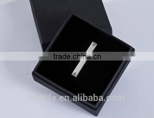 Men fashion jewelry high quality stripe blank tie clip/tie bar for business