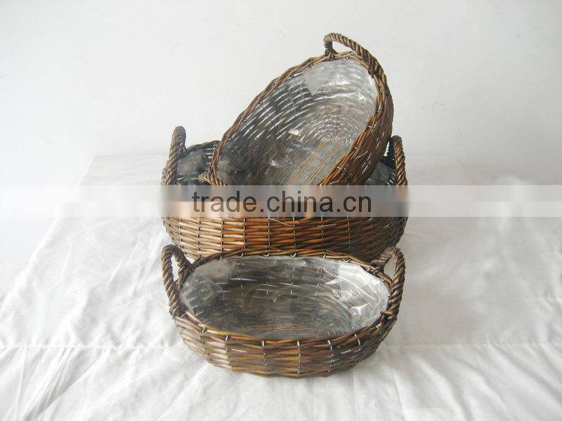 Cheap Wicker Willow Garden Baskets for Plant Pots with Lining