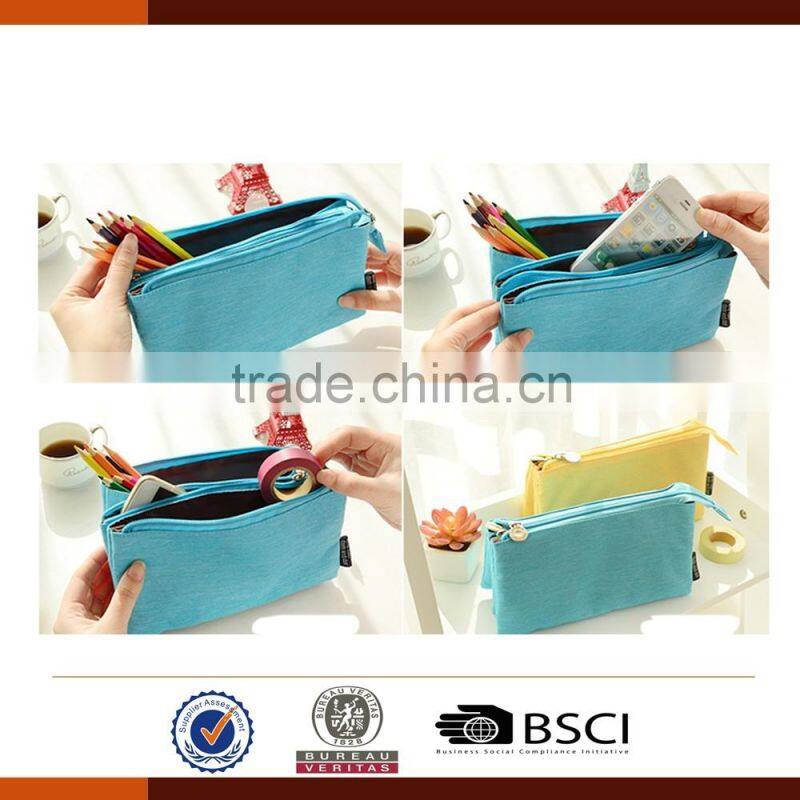 Colorful canvas pencil case for school 3 layers