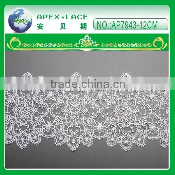 Embroidery polyester lace trim with scallop on both side AP7942