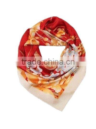 flower printed square silk scarf foulard