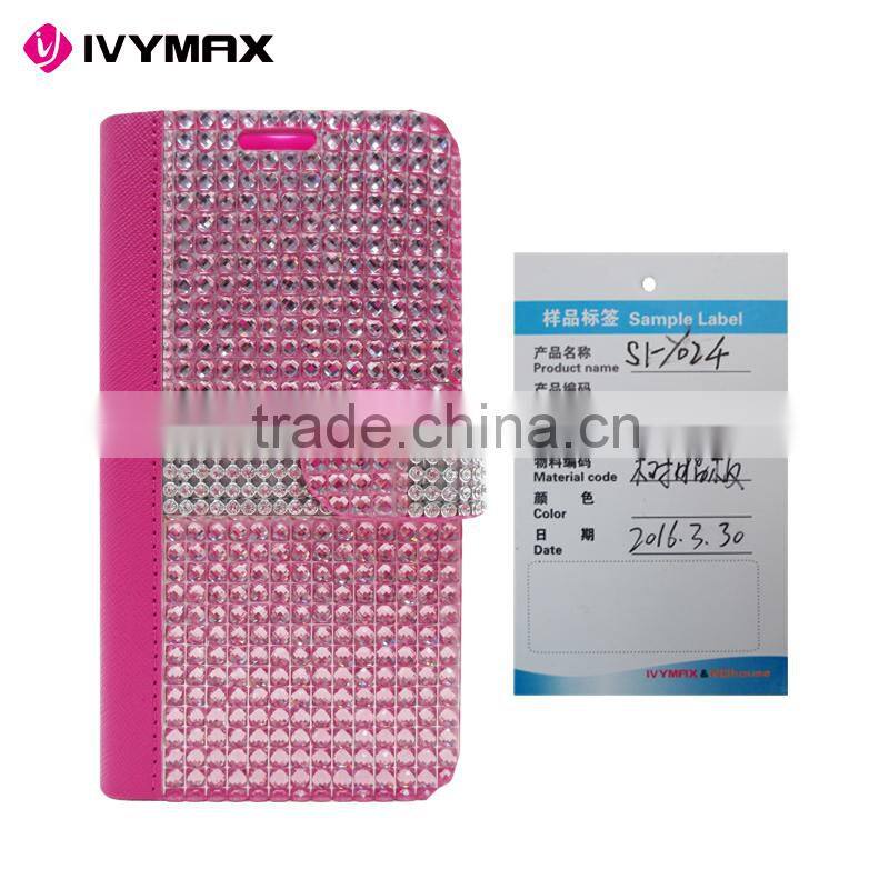 IVYMAX 2016 lady style diamond bling leather wallet case for samsung galaxy S7/G930