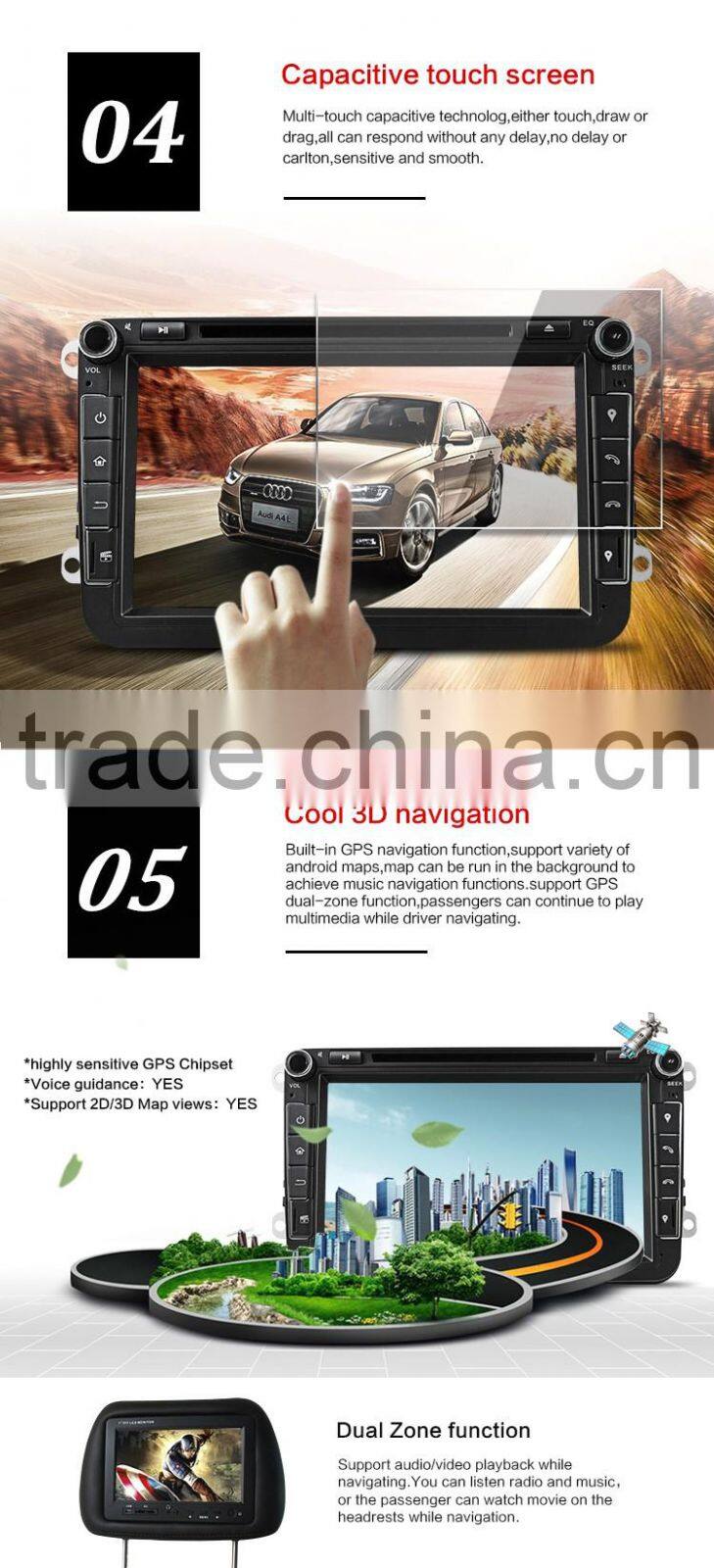8 inch DVD/VCD Radio Tuner Bluetooth-enabled Touch Screen Mp3/Mp4 GPS Function and Gps Navigator Type Car DVD