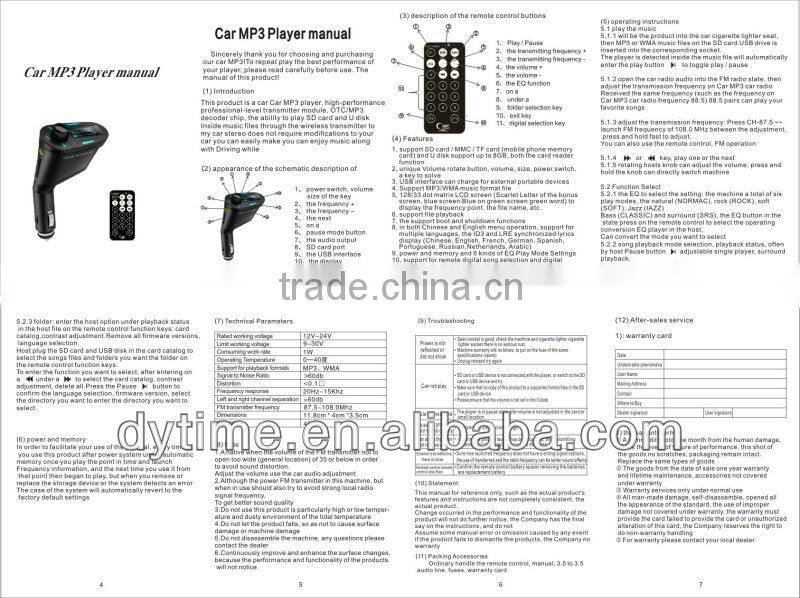 FM Transmitter Car/MP3 Audio FM transmitter for car