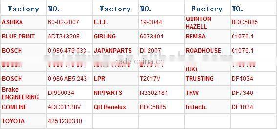 0986479661 DF7340 DF1034 61076.10 6073401 car brake disc 43512-30310