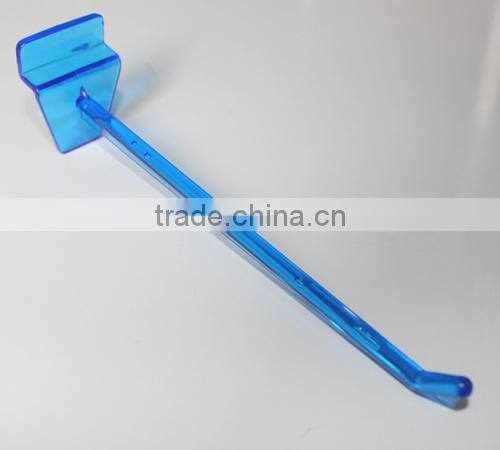 Plastic transparent blue single hook for display