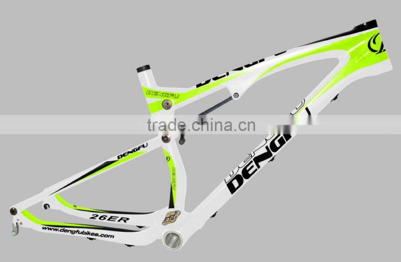 26er full suspension carbon frame, mountain bicycle frame, dengfu hot sale full suspension mtb frame FM076