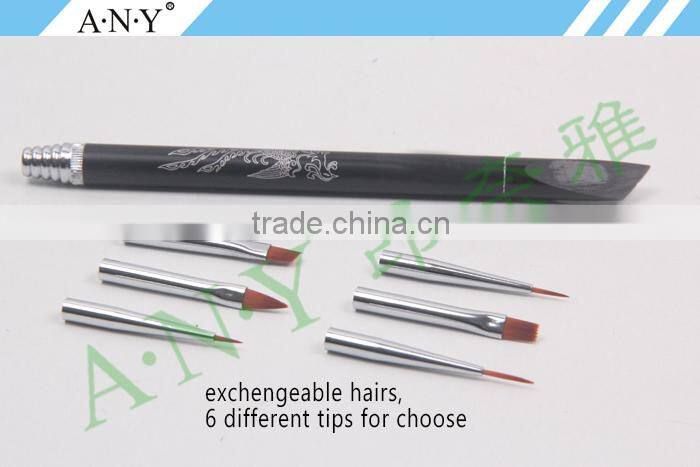 ANY Nail Art Design 3D Carving Crystal Handle 5PCS Silicone Brush Set