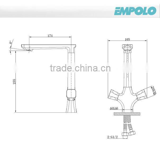 2016 New Design Brass China Kitchen Faucet with Double Handles 76 2101