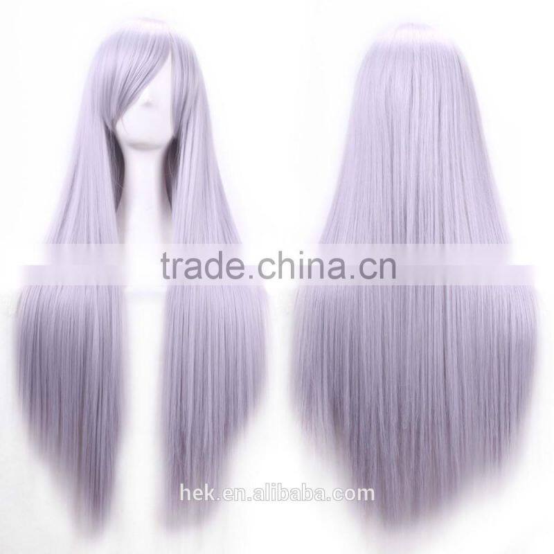 Cosplay Wig Oblique Bangs Long Straight Human Wigs 80cm 32 inch Costume party synthetic hair wig