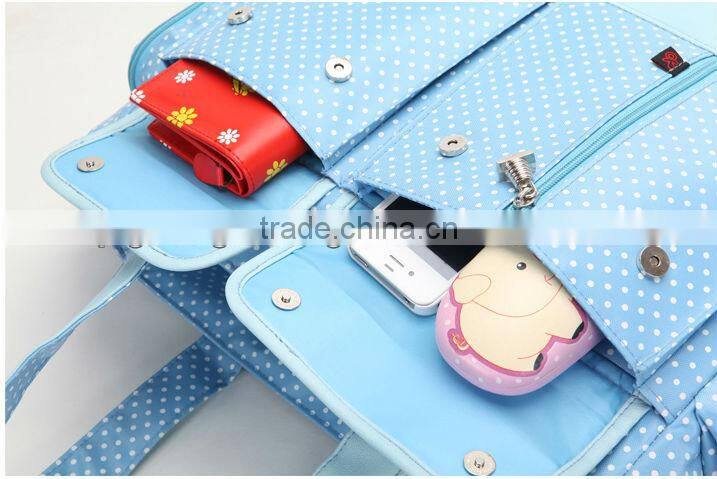 China wholesale pink and green color Oxford practicability nontoxic baby crib diaper bag