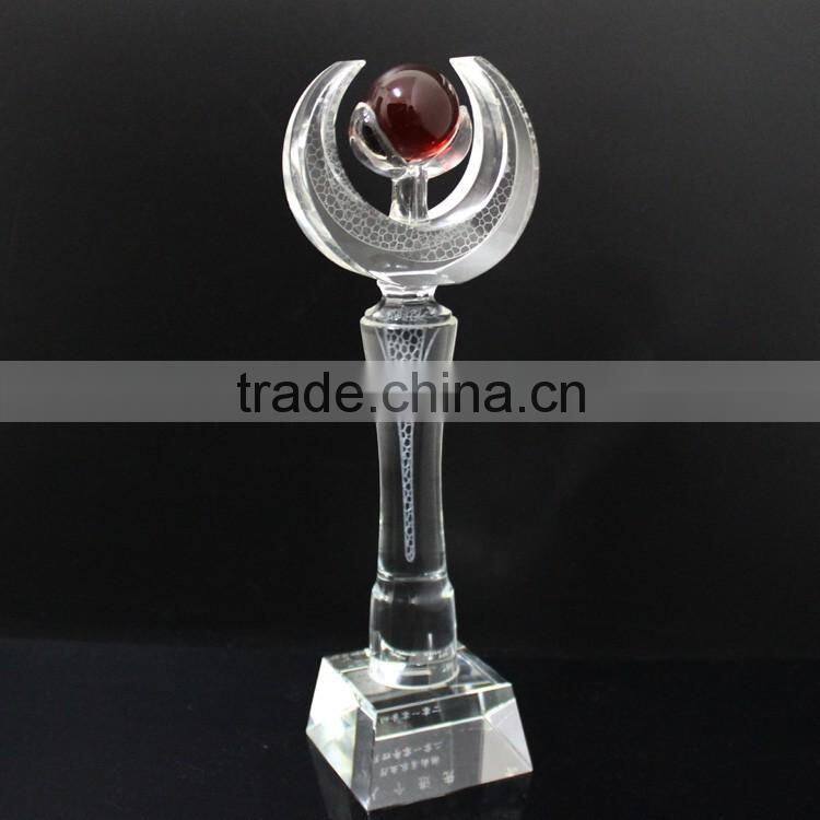 2016 new crystal glass products red ball trophy