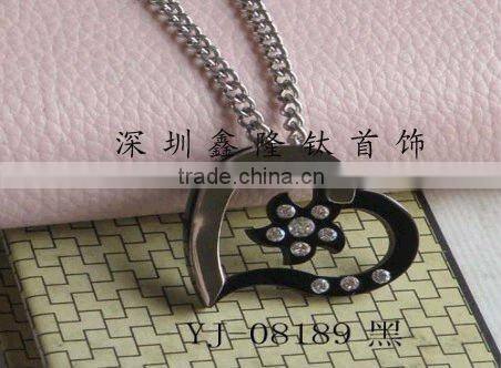 TC64 Stainless Steel Half Heart and Black Dolphin Pendant