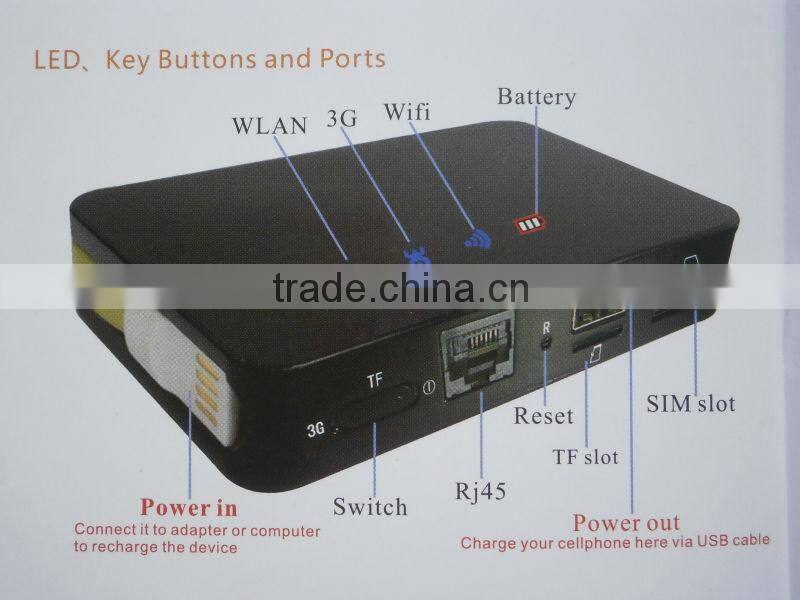 3G router with wifi media player and power bank 5200mA