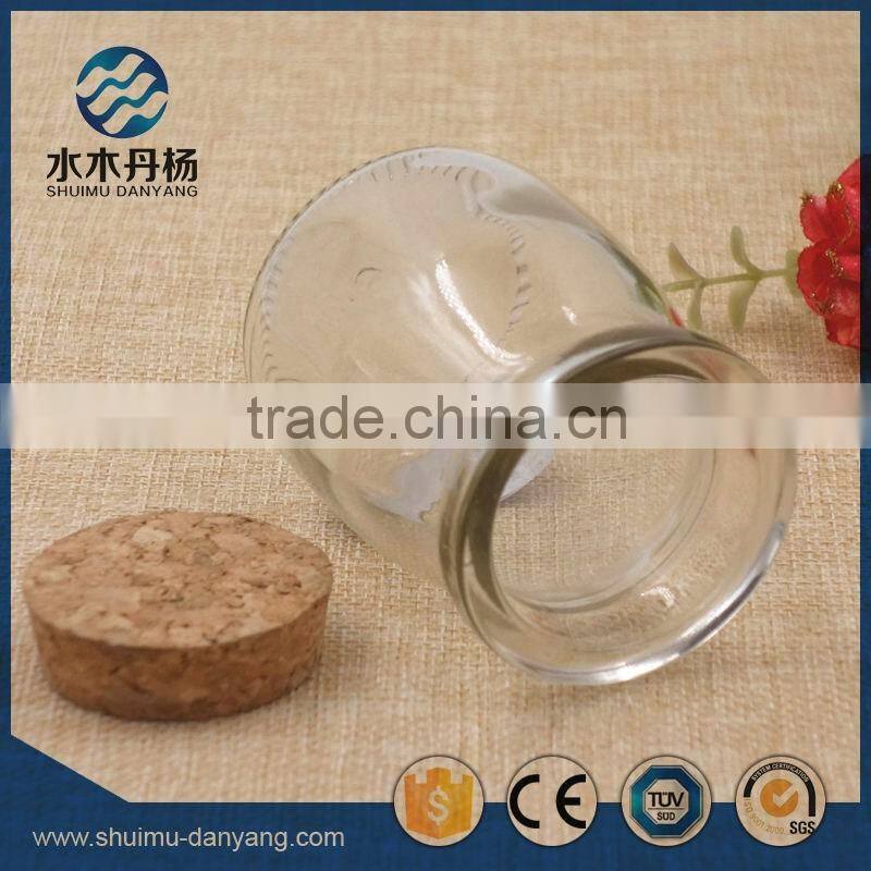 Fancy 100ml pudding glass bottle milk bottle with cork or plastic cap