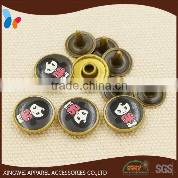 12mm custom printed logo denim metal rivets