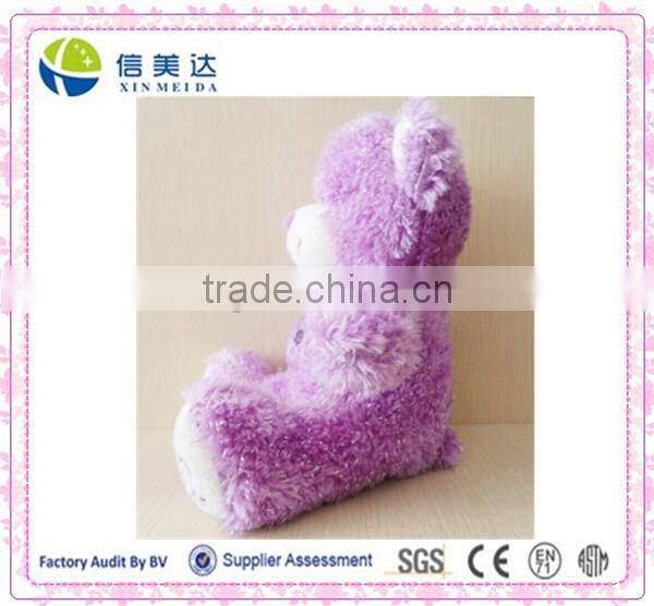 Lavender bear colorful shining led light recording teddy bear plush toy