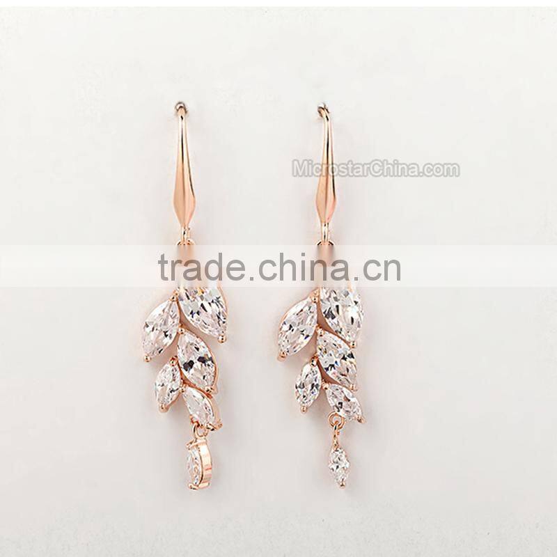 Fashion 18K Gold Diamond Wedding Earring