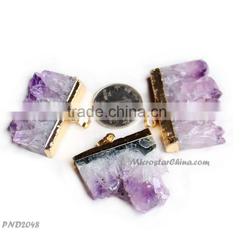 Bright Pink Irregular Nature Stone Pendant