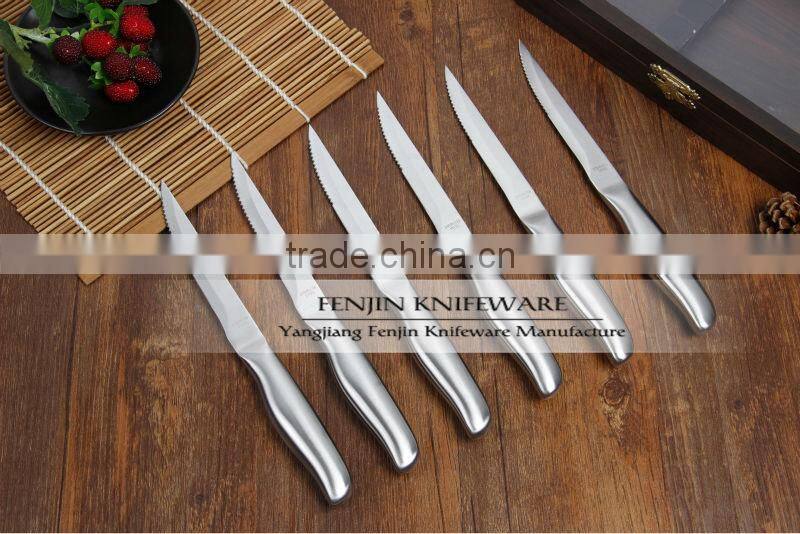 6-pcs Stainless Steel Serrated Steak Knife with Wooden Box