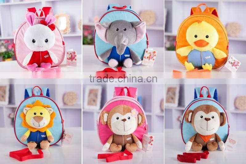 Kindergarten pupils cartoon backpack, plush toy lion animal school bag for children
