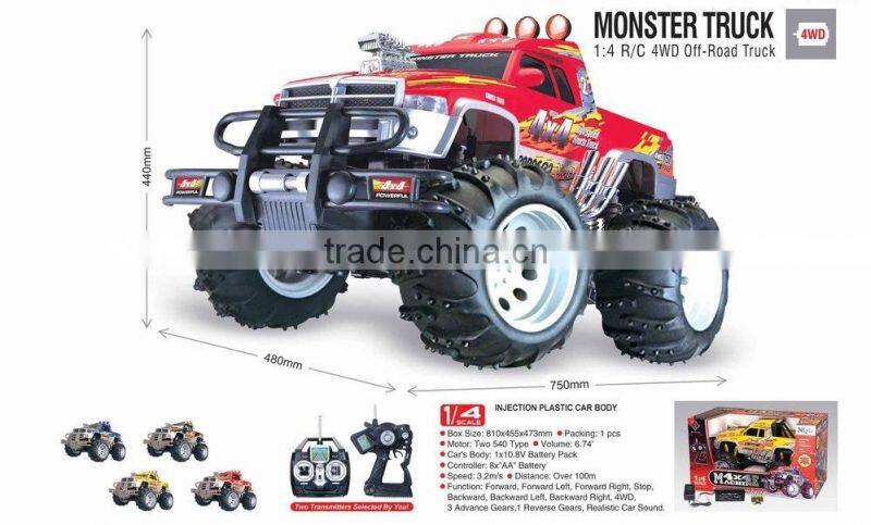 2015 hot car toys 1:4 scale 4WD 4x4 radio control off-road truck monster truck