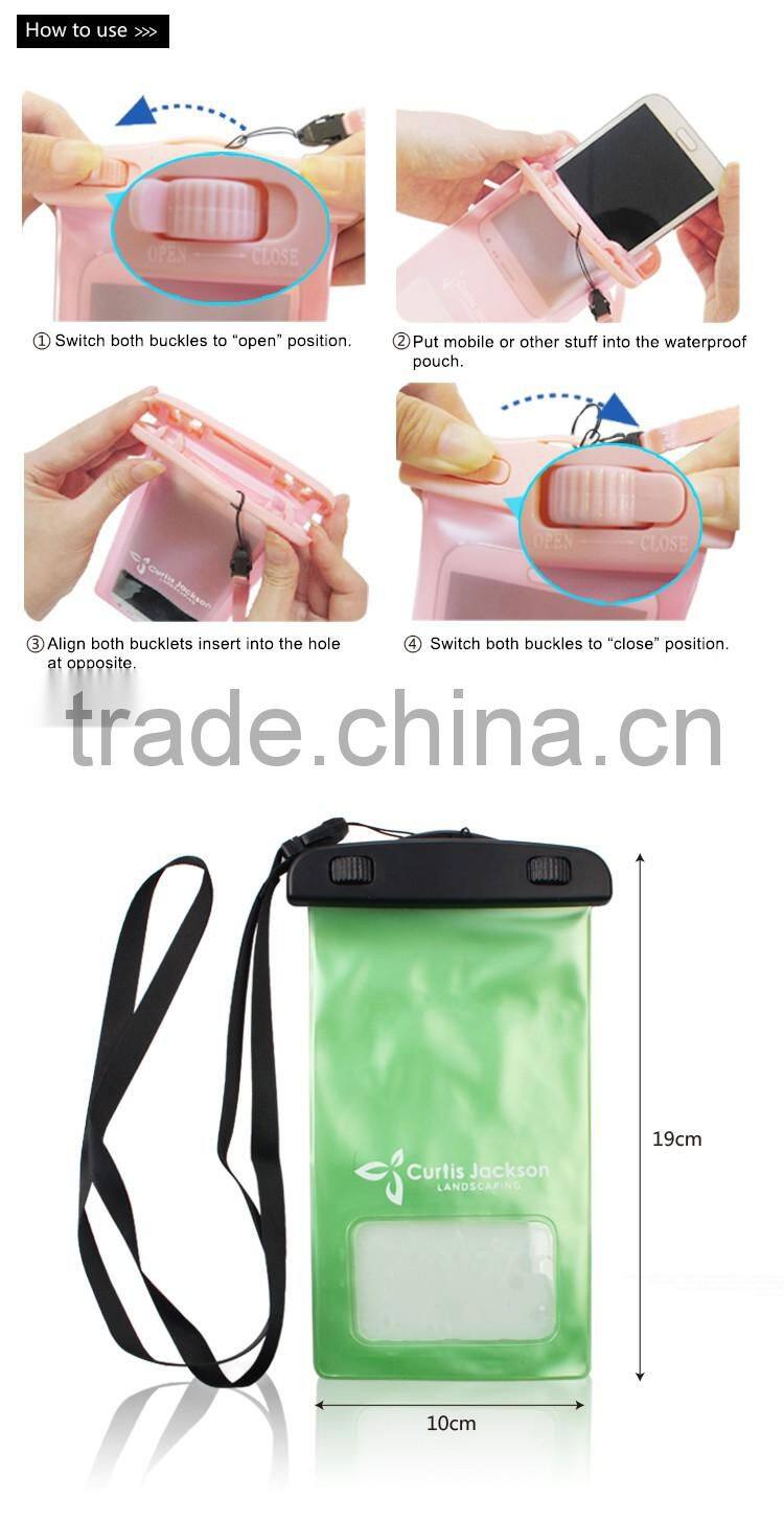 Top quality promotional gift reusable plastic dry mobile pouch