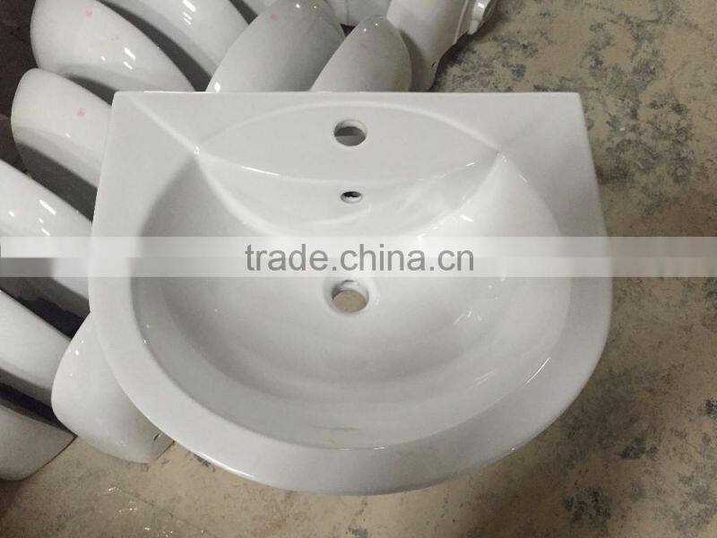 bathroom sanitary ware ceramic wash basin with pedestal single hole wash basin cheap bathroom basin P001