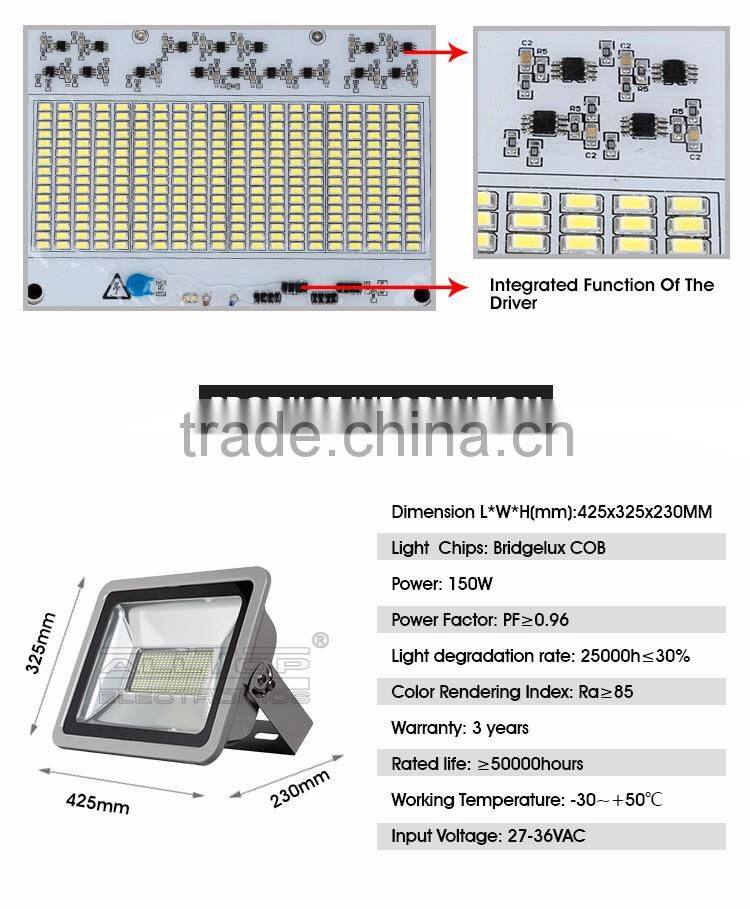 Bridgelux Waterproof High lumen COB IP65 outdoor 150w led flood light