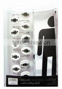 restroom series polyester shower curtain with resin hooks