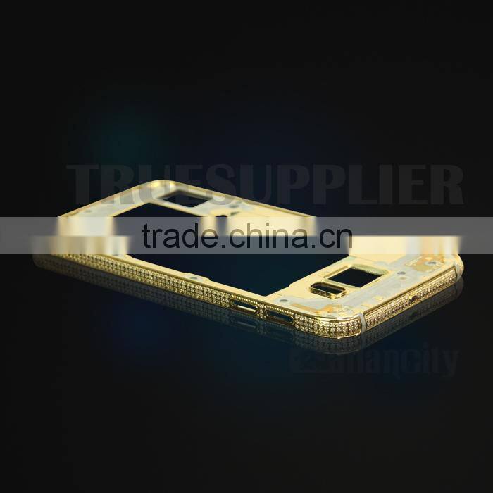 New design for Samsung gold middle plate with diamond for samsung galaxy s6 black housing