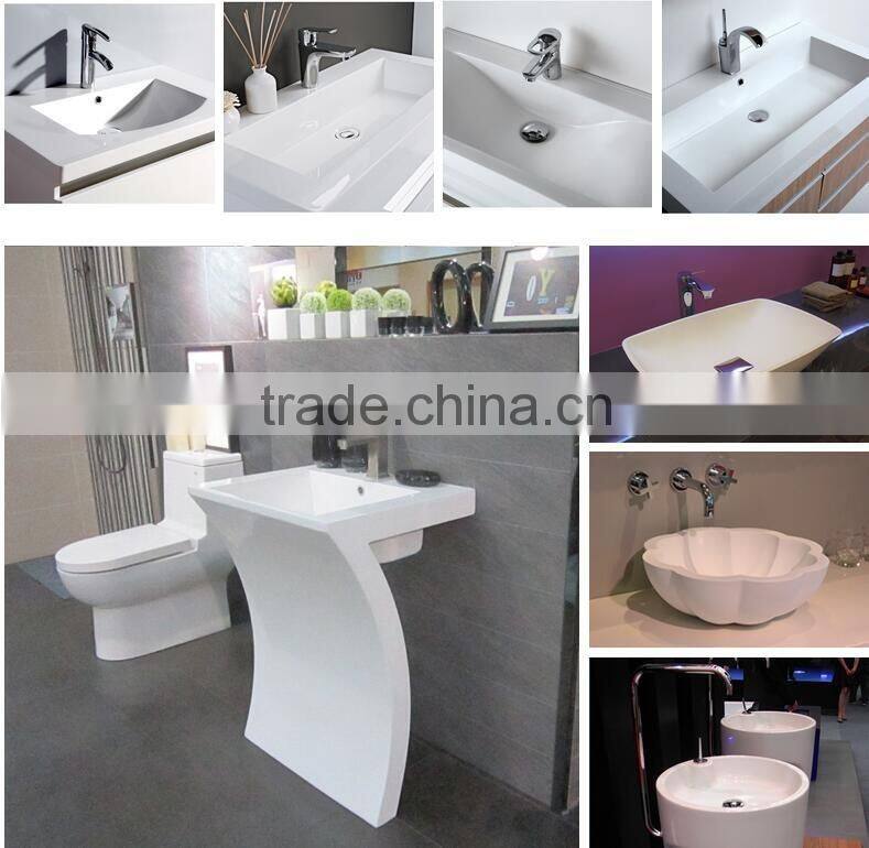 Good Quality solid surface bathroom Freestanding Pedestal Wash Basin, artificial stone pedestal wash basin