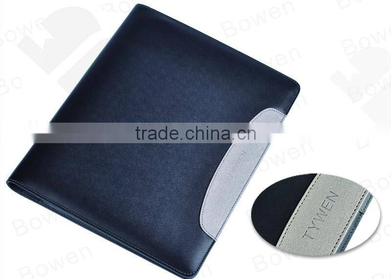 China supplier L shape metal6 ring binder leather file folder,conference folder