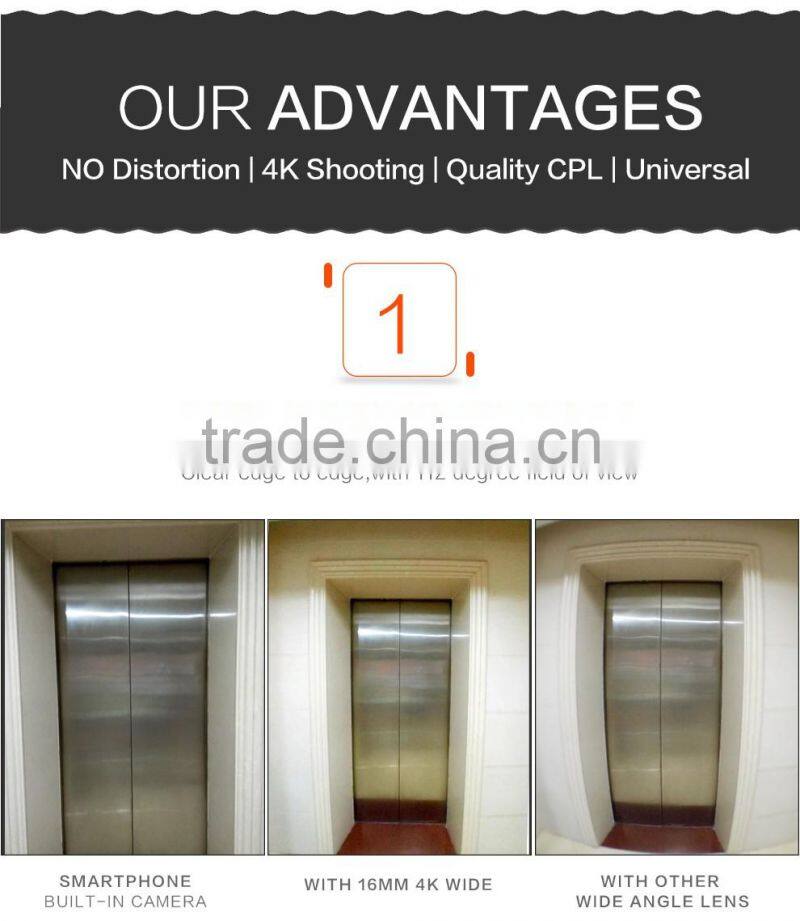 APEXEL 16mm 4K Wide Angle Lens+CPL Filter 2 in 1 Camera Lens for mobile phone,Black/Rose Gold Clip Wide Angle Lens for iPhone