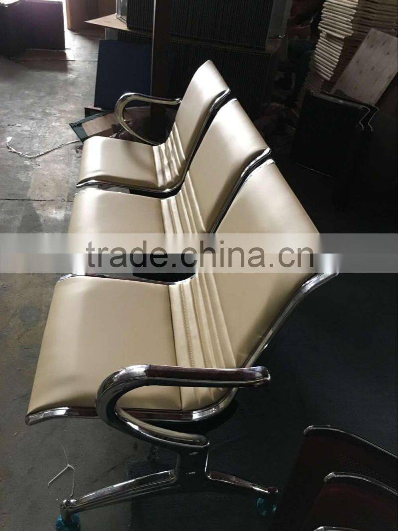 Cheap Soft 3-Seater PU Metal Chair waiting chair